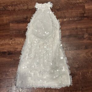 12th Tribe White Sequin Dress. Halter neck. Open back. Size Small.